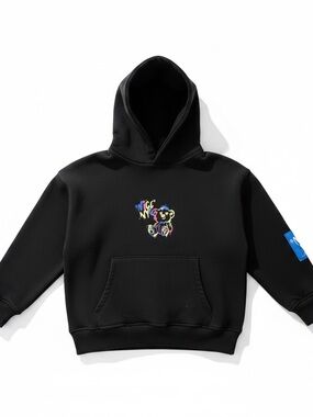 ZARA Black Sweatshirt in Neon Graffiti with 'Nice NYC Bear' Graphic